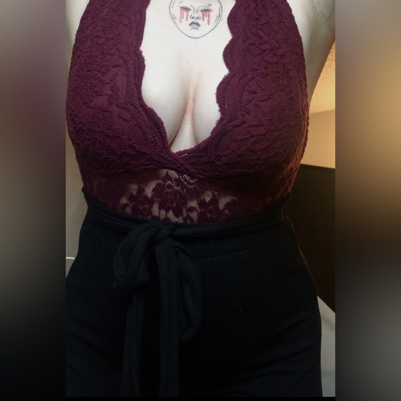 Streetwear Society Tops - Streetwear Society Lace Bodysuit Burgundy